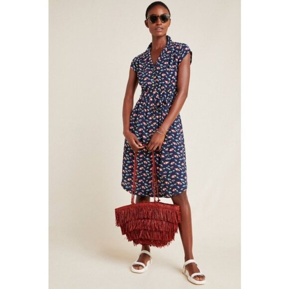 💕ANTHROPOLOGIE MAEVE💕 Catherine Shirtdress ~ Beach Umbrella Print 14 NWT - Picture 2 of 16